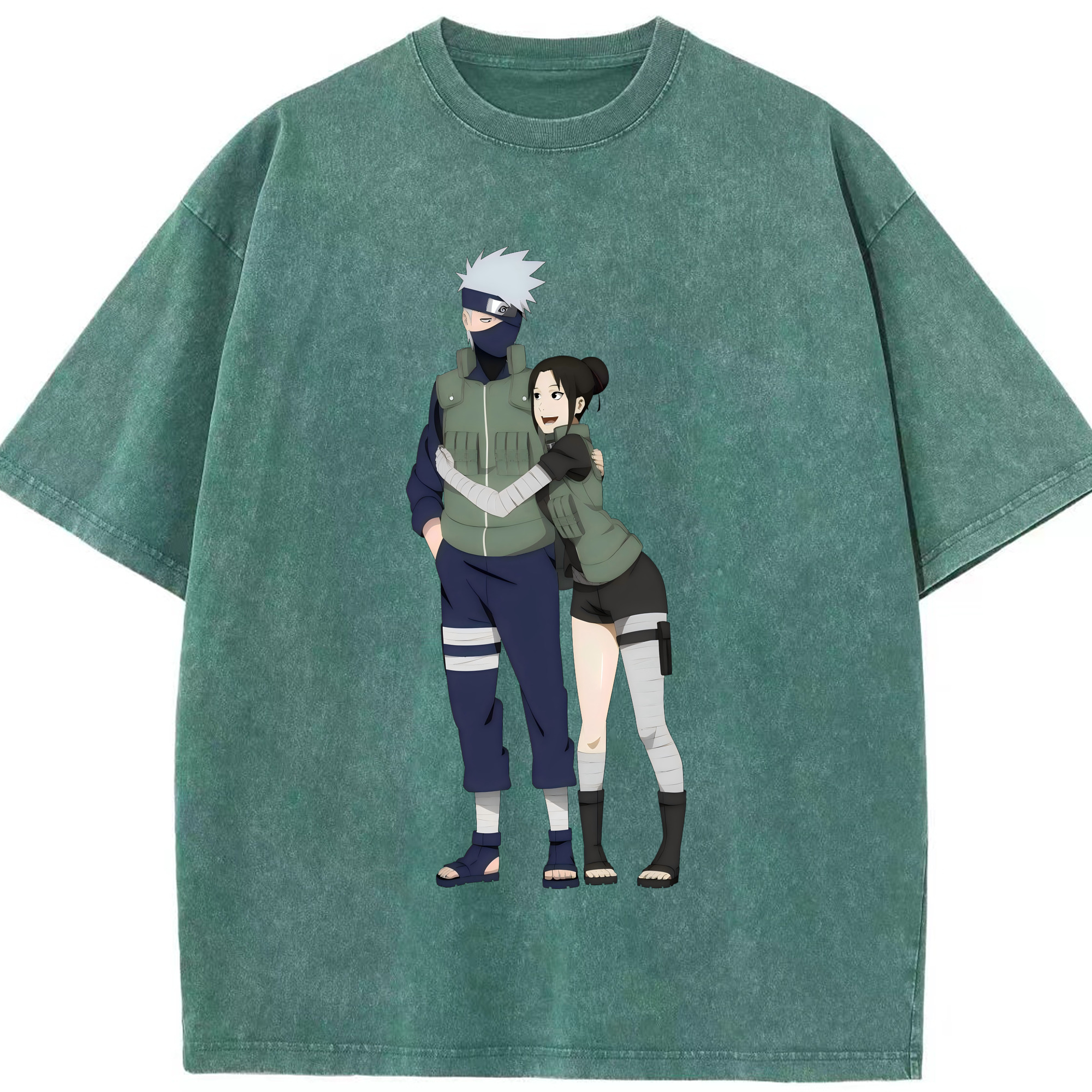 （画像用） NARUTO -ナルト- はたけ カカシ Hatake Kakashi 綿100% ヴィンテージ風 半袖Tシャツ（フロントプリント）